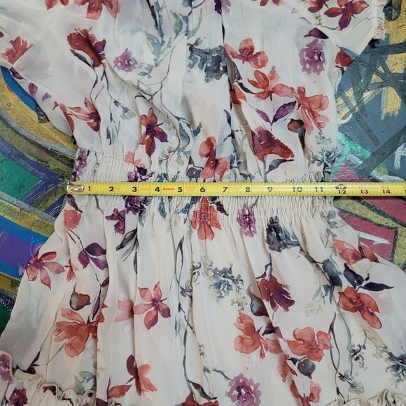 Kate and Lily floral ruffled dress size 10P - sheer top half - Boho Chic - Picture 7 of 10